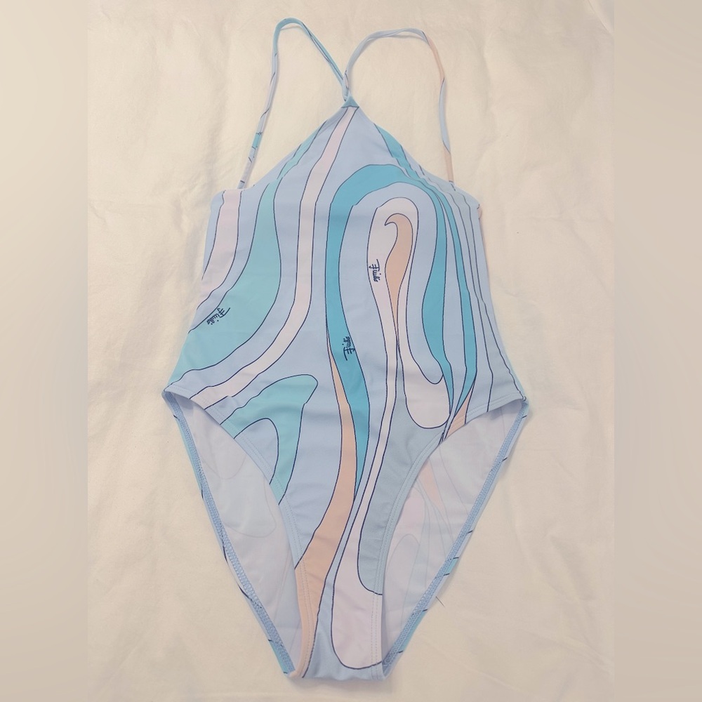 Pucci Blue Swirl One Piece Swimsuit - Picture 2 of 10